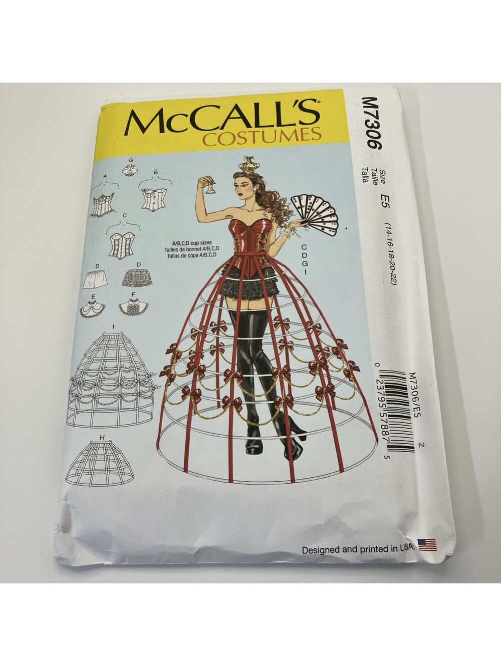 McCalls 7306 - Misses' Corset, Stays, Hoop Skirt, Panties, Collars: Costume